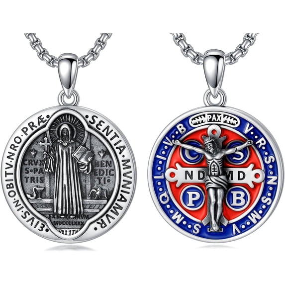 St Saint Benedict Medals 925 Sterling Silver San Benito Medalla Pendant ...
