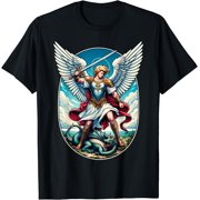 St Saint Michael The Archangel Angel Warrior Bold Message T-Shirt