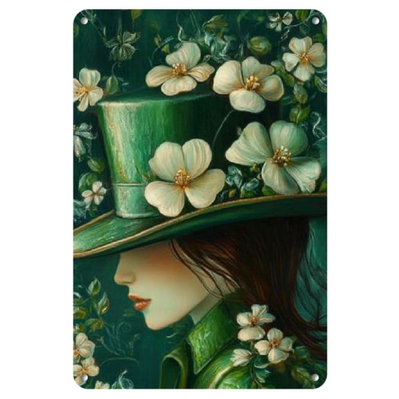 St Saint Patricks Day Hats Welcome Metal Tin Sign Iron Plaque Hanging Painting with Rust Vintage Wall Decor