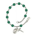 thumbnail image 1 of St. Sarah Silver Plate Rosary Bracelet 6mm December Blue Fire Polished Beads Crucifix Size 5/8 x 1/4 medal charm, 1 of 1