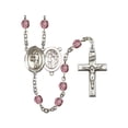 thumbnail image 1 of St. Sebastian / Archery Silver-Plated Rosary 6mm February Purple Fire Polished Beads Crucifix Size 1 3/8 x 3/4 medal charm, 1 of 1