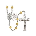 thumbnail image 1 of St. Sebastian / Baseball Silver-Plated Rosary 6mm November Yellow Fire Polished Beads Crucifix Size 1 5/8 x 1 medal charm, 1 of 1