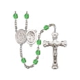 thumbnail image 1 of St. Sebastian / Choir Silver-Plated Rosary 6mm August Green Fire Polished Beads Crucifix Size 1 5/8 x 1 medal charm, 1 of 1
