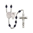 thumbnail image 1 of St. Sebastian / Choir Silver-Plated Rosary 8x6mm Black Onyx Beads Crucifix Size 1 3/4 x 1 medal charm, 1 of 1
