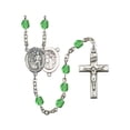 thumbnail image 1 of St. Sebastian / Karate Silver-Plated Rosary 6mm August Green Fire Polished Beads Crucifix Size 1 3/8 x 3/4 medal charm, 1 of 1