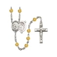 thumbnail image 1 of St. Sebastian / Soccer Silver-Plated Rosary 6mm November Yellow Fire Polished Beads Crucifix Size 1 3/8 x 3/4 medal charm, 1 of 1