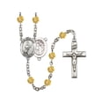 thumbnail image 1 of St. Sebastian / Softball Silver-Plated Rosary 6mm November Yellow Fire Polished Beads Crucifix Size 1 3/8 x 3/4 medal charm, 1 of 1