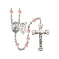 thumbnail image 1 of St. Sebastian / Softball Silver-Plated Rosary 6mm October Pink Fire Polished Beads Crucifix Size 1 5/8 x 1 medal charm, 1 of 1