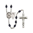 thumbnail image 1 of St. Sebastian/Swimming Silver-Plated Rosary 8x6mm Black Onyx Beads Crucifix Size 1 3/4 x 1 medal charm, 1 of 1