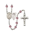 thumbnail image 1 of St. Sebastian/Wrestling Silver-Plated Rosary 6mm February Purple Fire Polished Beads Crucifix Size 1 3/8 x 3/4 medal charm, 1 of 1