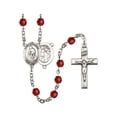 thumbnail image 1 of St. Sebastian / Wrestling Silver-Plated Rosary 6mm July Red Fire Polished Beads Crucifix Size 1 3/8 x 3/4 medal charm, 1 of 1
