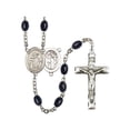 thumbnail image 1 of St. Sebastian/Wrestling Silver-Plated Rosary 8x6mm Black Onyx Beads Crucifix Size 1 3/4 x 1 medal charm, 1 of 1