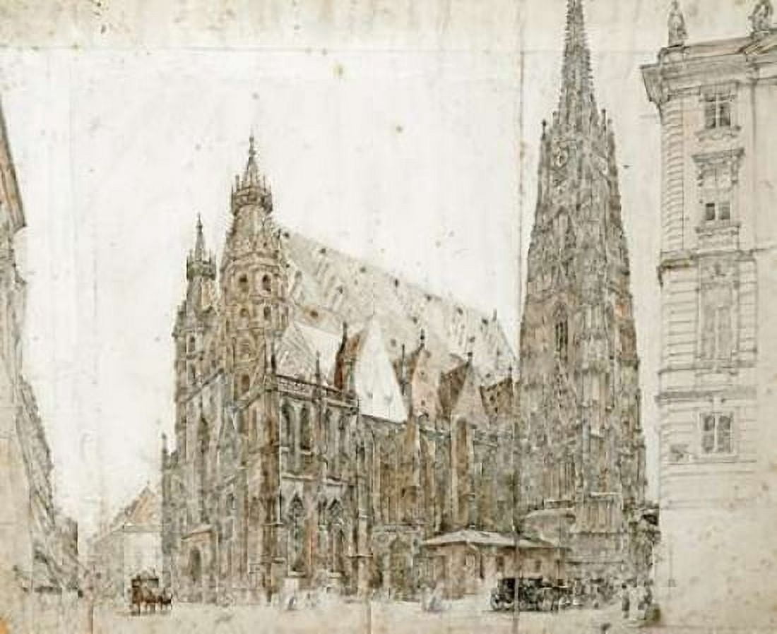 St Stephens Cathedral Vienna Canvas Art - Rudolf Von Alt (20 x 24)