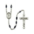 thumbnail image 1 of St. Teresa of Avila Silver-Plated Rosary 8x5mm Black Onyx Beads Crucifix Size 1 3/4 x 1 medal charm, 1 of 1