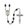 thumbnail image 1 of St. Teresa of Avila Silver-Plated Rosary 8x6mm Black Onyx Beads Crucifix Size 1 3/4 x 1 medal charm, 1 of 1