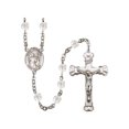 thumbnail image 1 of St. Theodore Stratelates Silver-Plated Rosary 6mm April Crystal Fire Polished Beads Crucifix Size 1 5/8 x 1 medal charm, 1 of 1