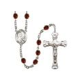 thumbnail image 1 of St. Therese of Lisieux Silver-Plated Rosary 6mm January Red Fire Polished Beads Crucifix Size 1 5/8 x 1 medal charm, 1 of 1