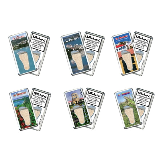 St. Thomas FoorWhere Souvenir Magnets. 6 Piece Set. (StT200 - Assorted)