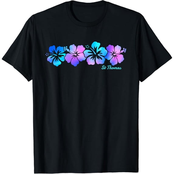 St Thomas Hibiscus Flower Colorful Girls Vacation Souvenir T-Shirt