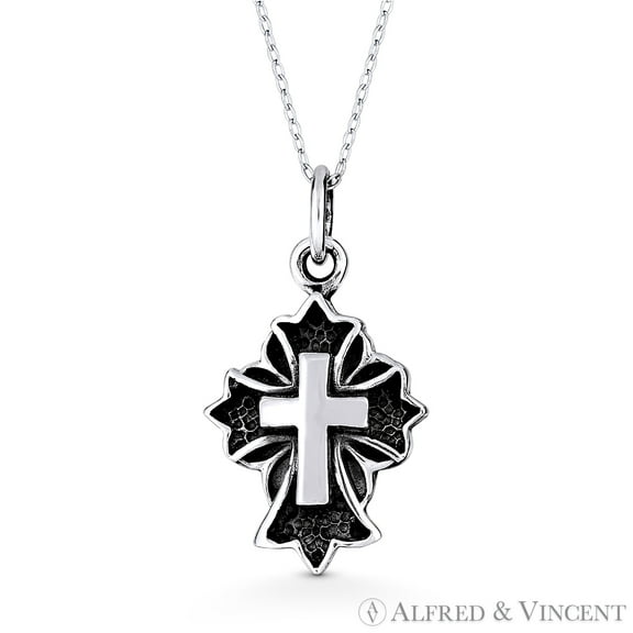 St. Thomas & Latin Cross Pendant in Oxidized .925 Sterling Silver