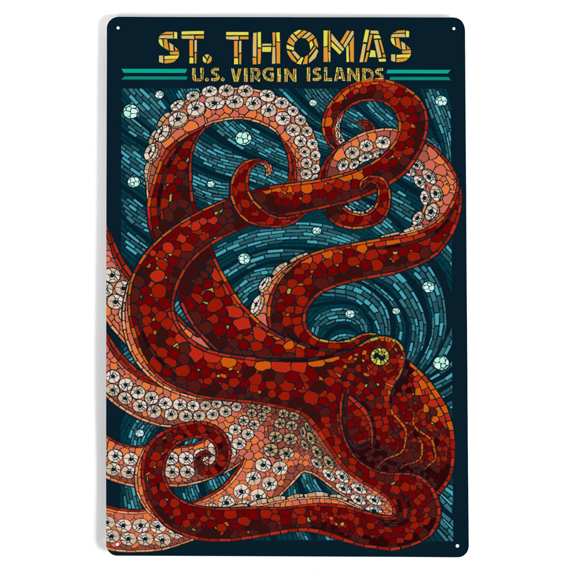 St. Thomas, U.S. Virgin Islands, Octopus Mosaic (12x18 Aluminum Art ...