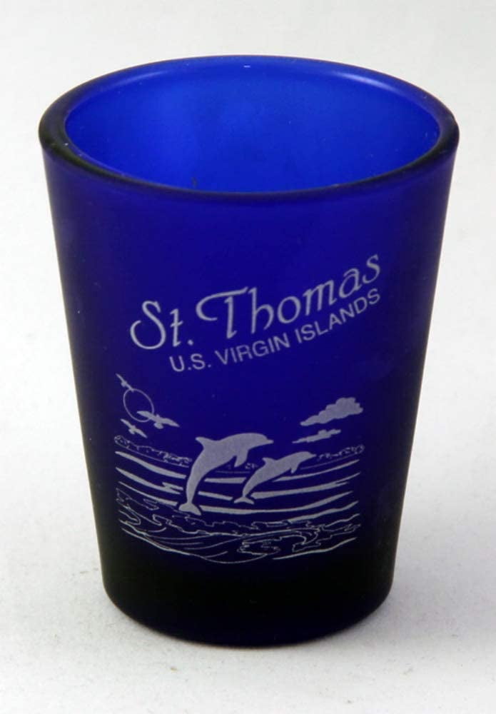 Brazil Cobalt Blue Frosted Shot Glass - 2.25 Inch Tall Souvenir Collectible