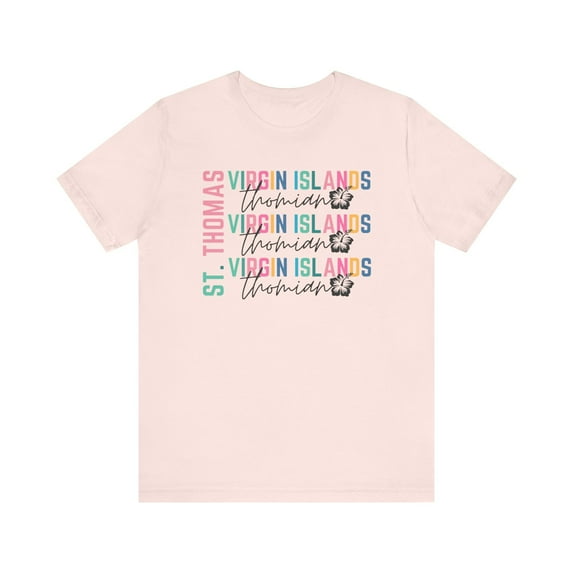 St. Thomas Virgin Islands T-Shirt – Colorful Tropical Thomian Shirt Women – Pastel Colors Island Vacation Souvenir