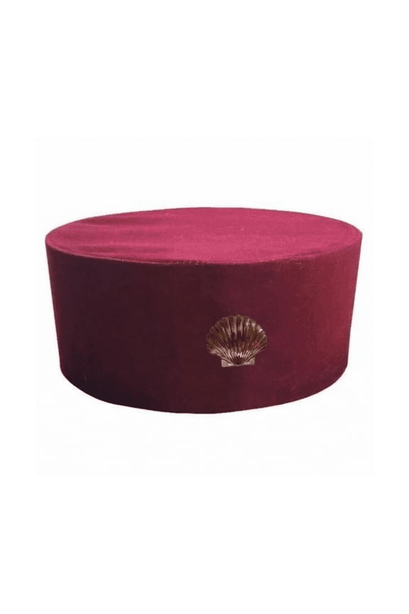 St. Thomas of Acon Crown Cap - Maroon Velvet with Bronze, Silver, or Gold Shell Emblem