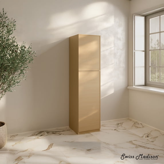 St. Tropez 15 x 15 x 60 Freestanding Linen Cabinet in Natural Oak
