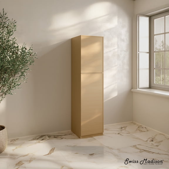 St. Tropez 15 x 15 x 60 Freestanding Linen Cabinet in Natural Oak