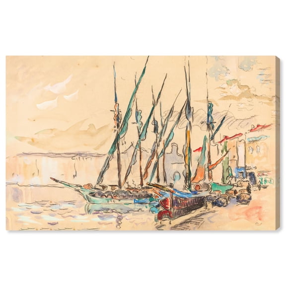 St Tropez 1906 Canvas Coastal Classic Art by Art Remedy, Gallery Wrapped, 24" x 16"