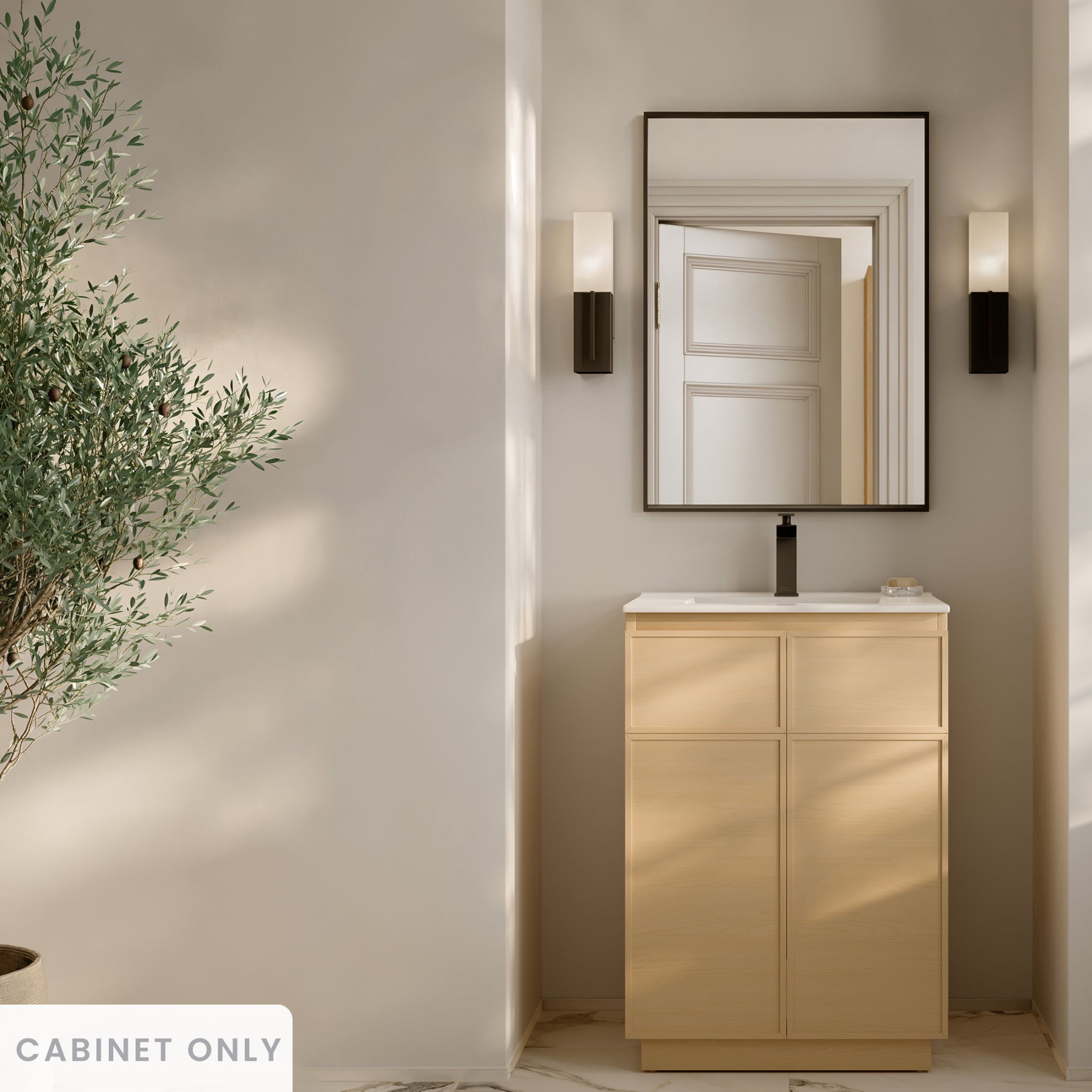 Natural Oak 24" Freestanding Bathroom Vanity Cabinet