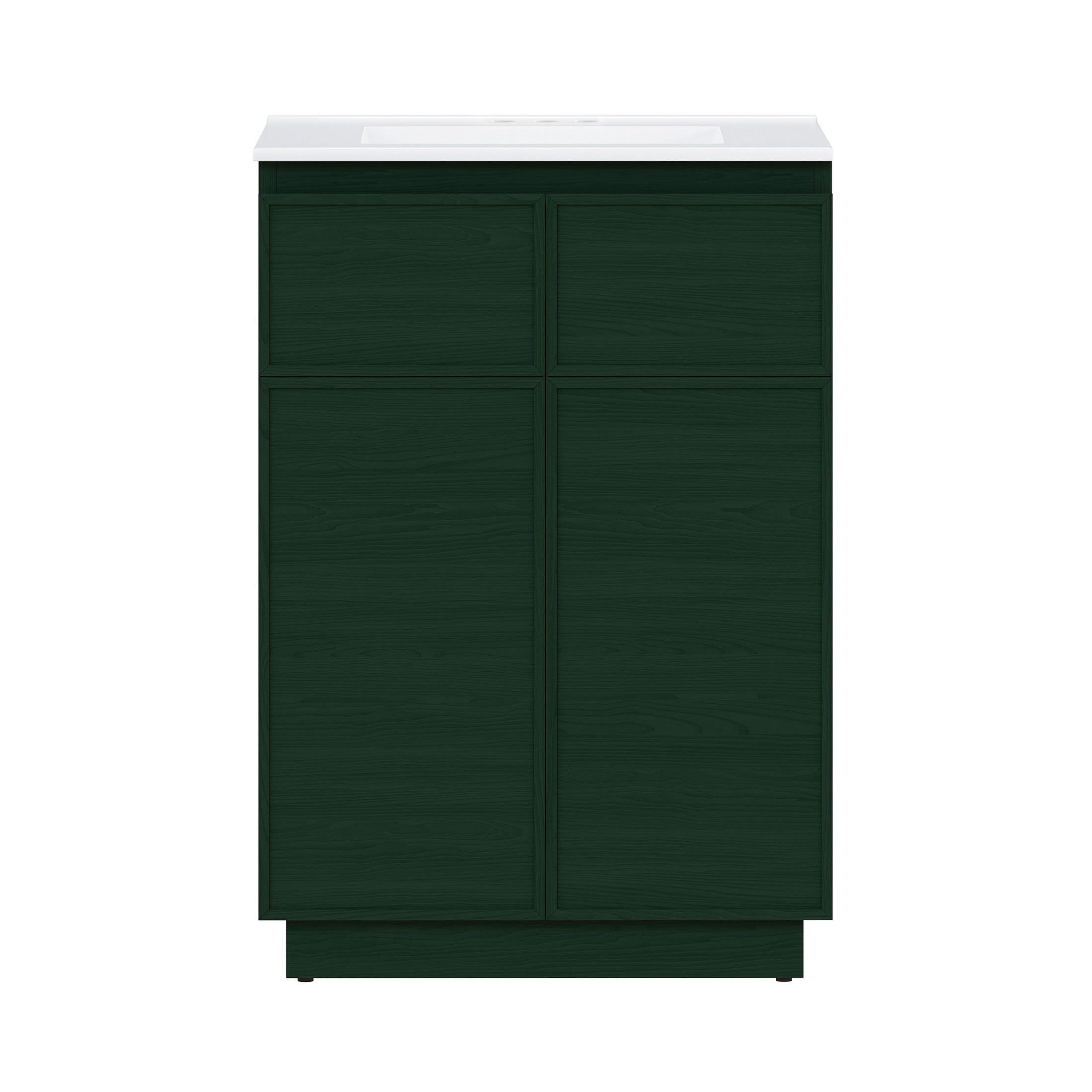 St. Tropez 24" Freestanding Bathroom Vanity in Green Oak with 3-Hole Centerset Sink Top