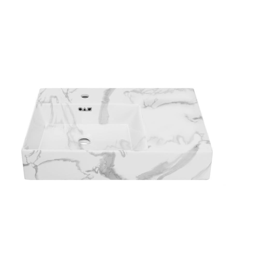 St. Tropez 24" Left Side Faucet Wall-Mount Bathroom Sink in White Marble
