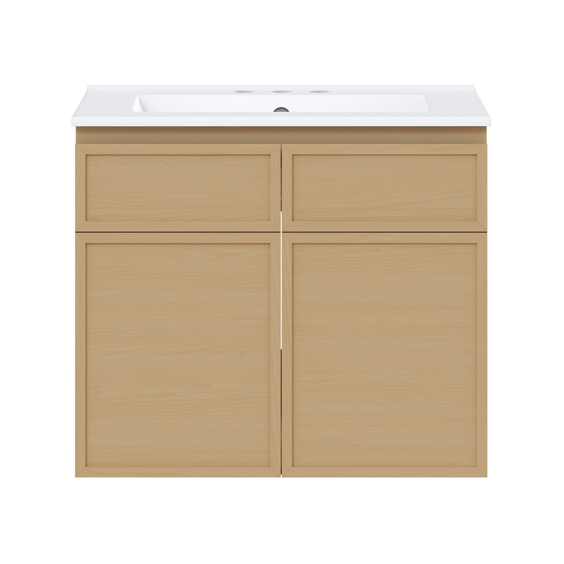 St. Tropez 24" Wall-Mounted Bathroom Vanity in Natural Oak with 3-Hole Centerset Sink Top