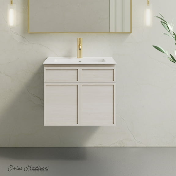 St. Tropez 24" Wall-Mounted Bathroom Vanity in White Oak with Sink Top
