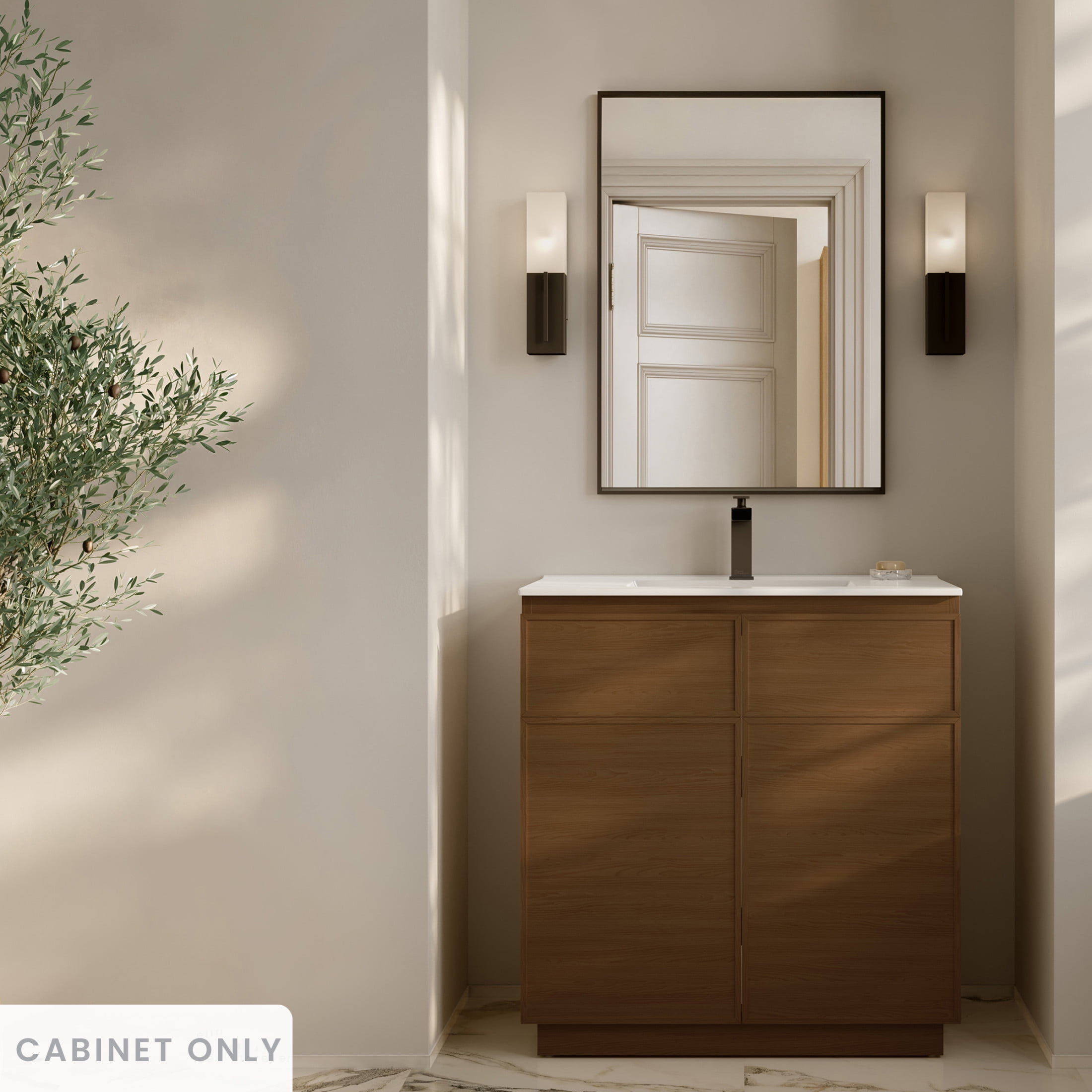 St. Tropez 36" Freestanding Brown Oak Bathroom Vanity Cabinet