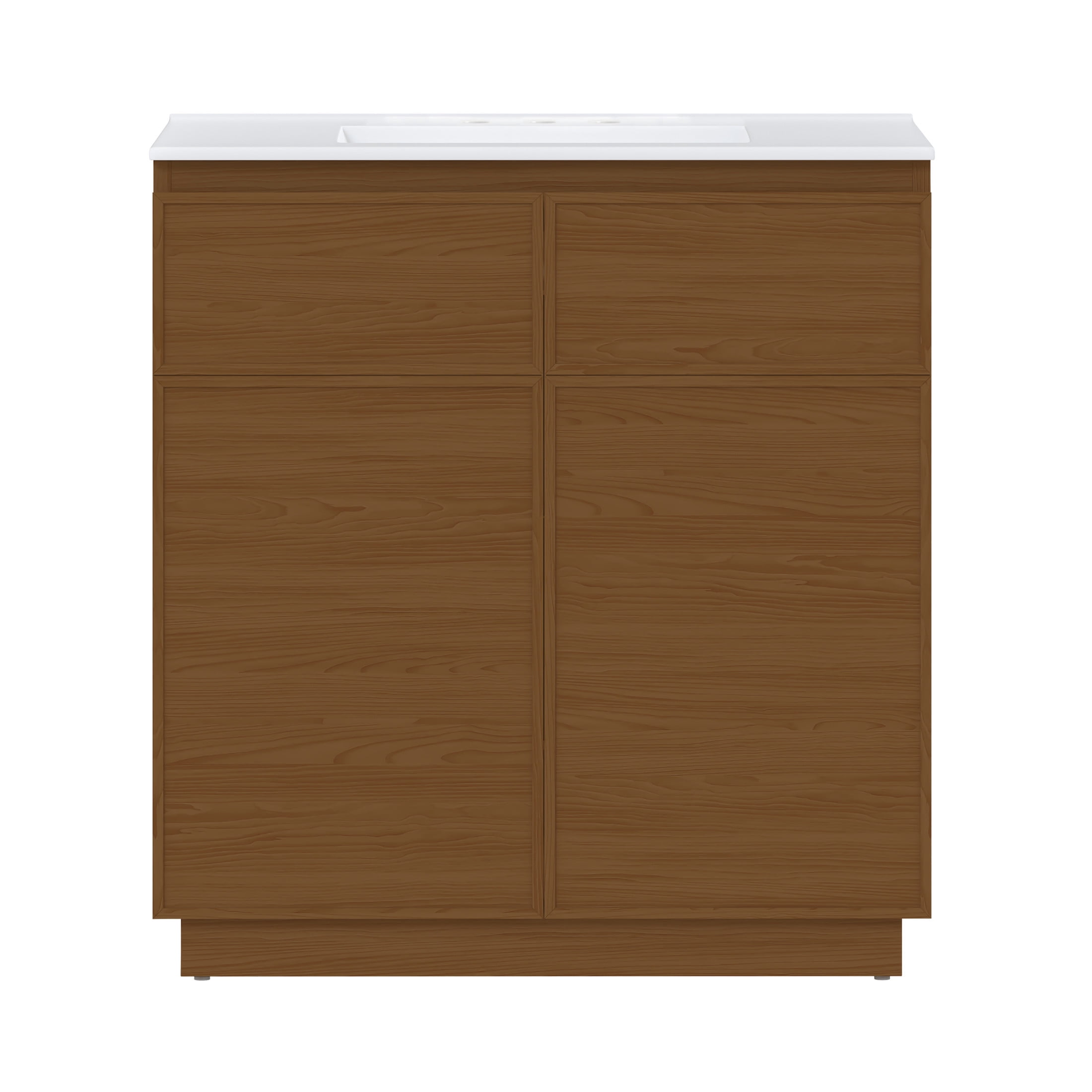 St. Tropez 36" Freestanding Bathroom Vanity in Brown Oak with 3-Hole Widespread Sink Top