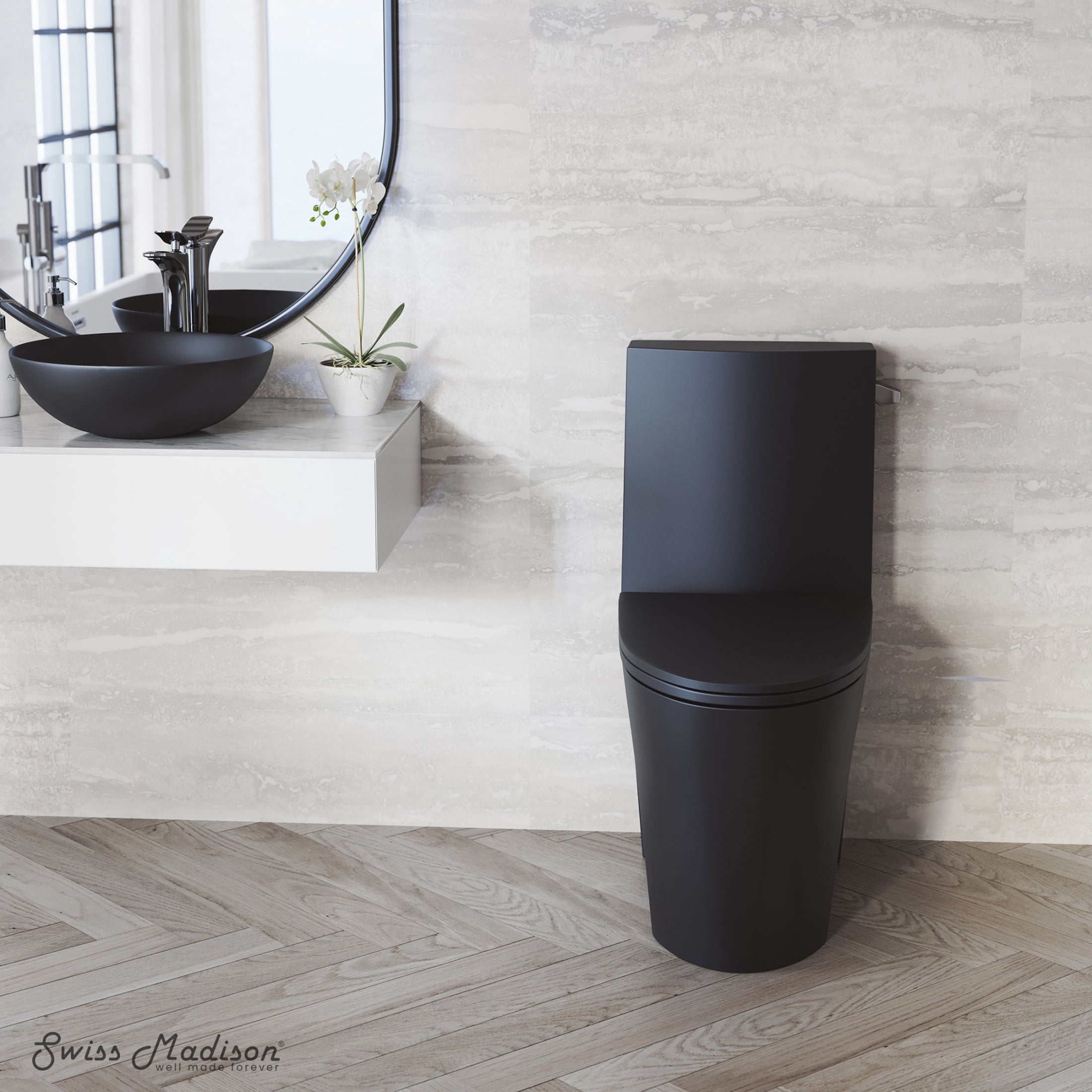 St. Tropez One-Piece 14" Rough-in 1.28 GPF Right-Hand Vortex Flush Elongated Toilet in Matte Black