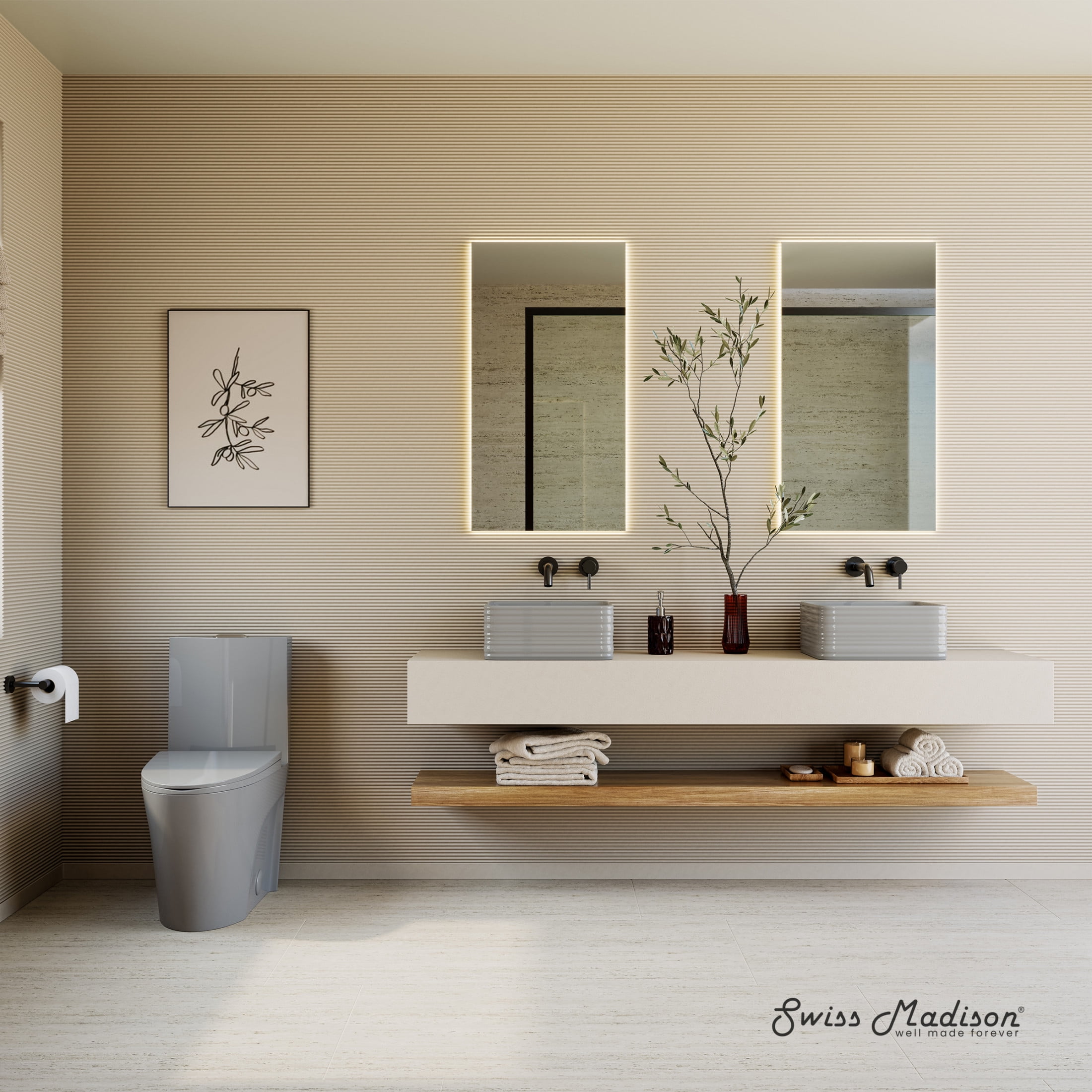 St. Tropez One-Piece Elongated Toilet Vortex Dual-Flush 1.1/1.6 gpf in Glossy Grey