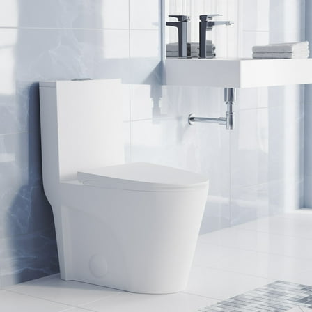 St. Tropez One-Piece Elongated Toilet Vortex Dual-Flush in Matte White 1.1/1.6 gpf