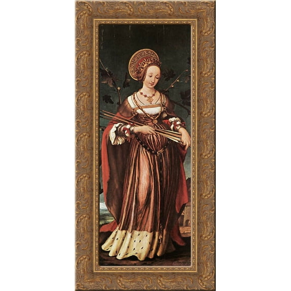 St. Ursula 24x12 Gold Ornate Wood Framed Canvas Art by Hans Holbein the Younger