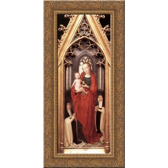St. Ursula Shrine: Virgin and Child 15x24 Gold Ornate Wood Framed Canvas Art by Memling, Hans