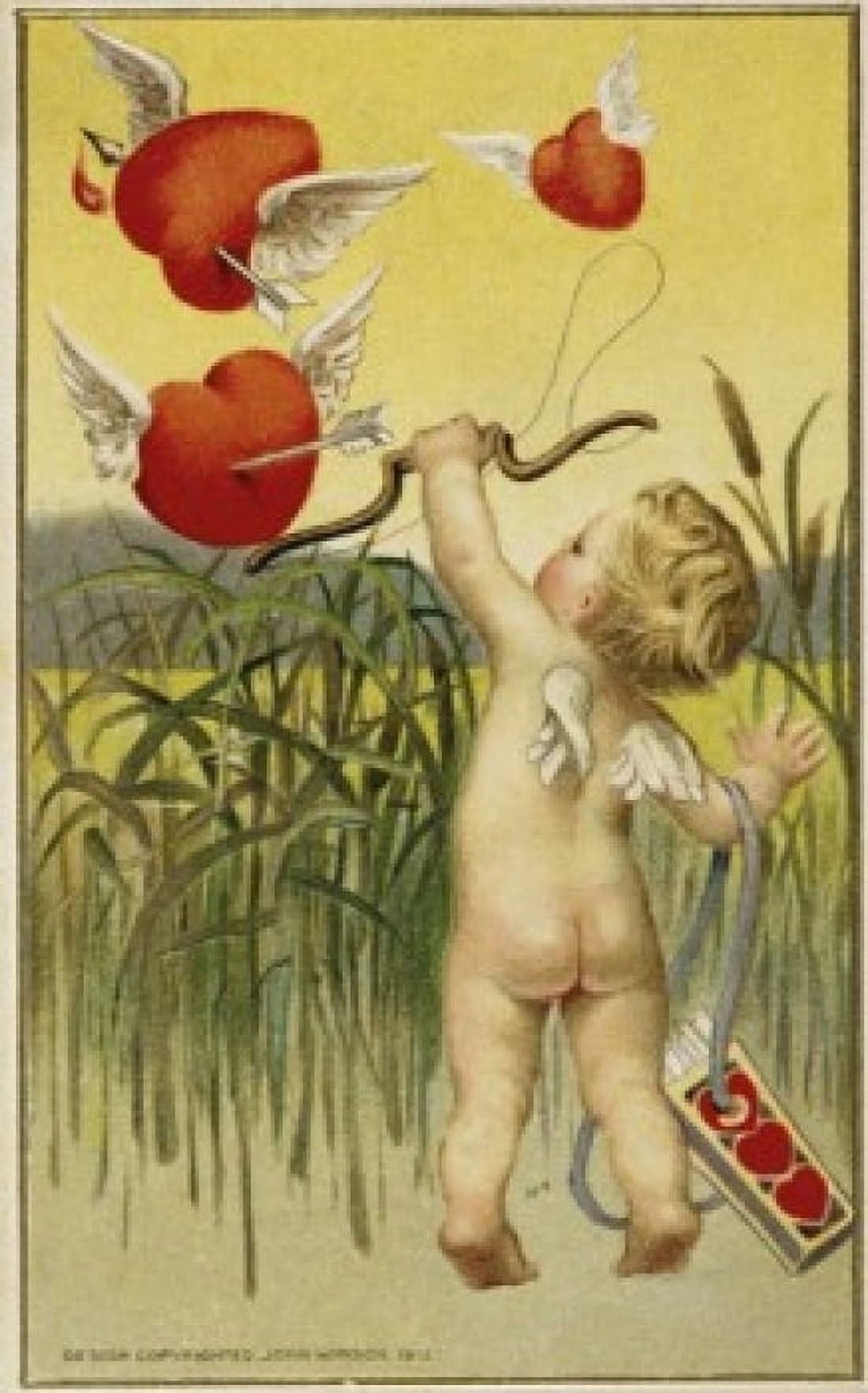 St Valentines Greeting 1912 Nostalgia Cards Canvas Art - (24 x 36)