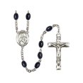 thumbnail image 1 of St. Viator of Bergamo Silver-Plated Rosary 8x6mm Black Onyx Beads Crucifix Size 1 3/4 x 1 medal charm, 1 of 1