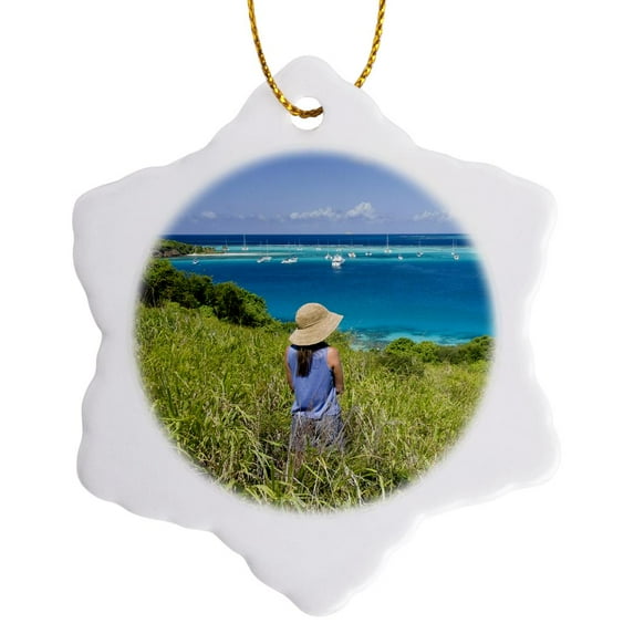 3drose, St. Vincent and the Grenadines, Tourist, Caribbean-ca35 Dsr0017 - Daniel Schreiber, 3 inch Snowflake Porcelain Ornament