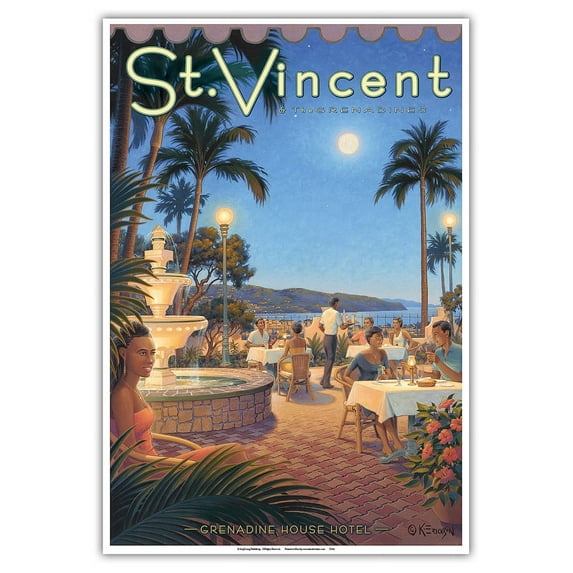 St Vincent & The Grenadines - Grenadine House Hotel - Vintage Travel Poster by Kerne Erickson - Master Art Print (Unframed) 13in x 19in