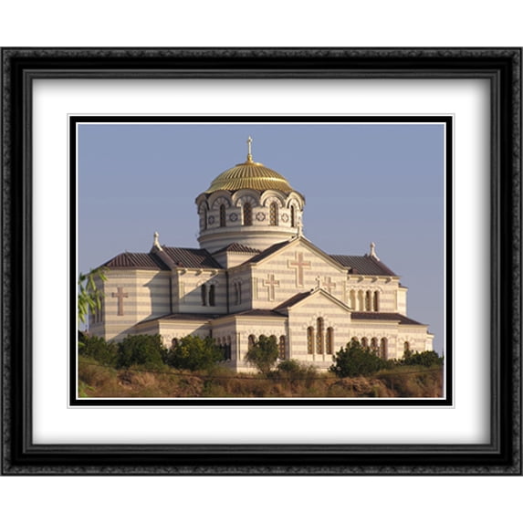 St. Vododymyr's Cathedral 2x Matted 34x28 Large Black Ornate Framed Art Print by The Cityscape Art Print Series