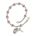 thumbnail image 1 of St. Walter of Pontnoise Silver Plate Rosary Bracelet 6mm June Light Purple Fire Polished Beads Crucifix 5/8 x 1/4 medal, 1 of 1