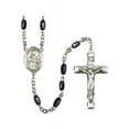 thumbnail image 1 of St. Walter of Pontnoise Silver-Plated Rosary 8x5mm Black Onyx Beads Crucifix Size 1 3/4 x 1 medal charm, 1 of 1